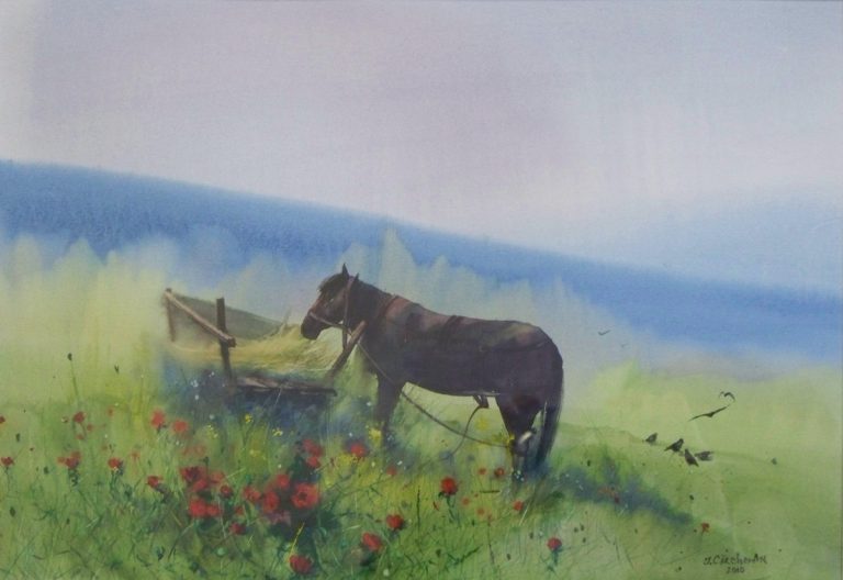 Landscape with Horse & Aroma of Poppies - 19x23