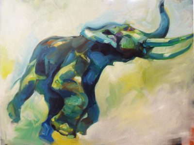Rhyan Kime -Elephant in water - 36x48