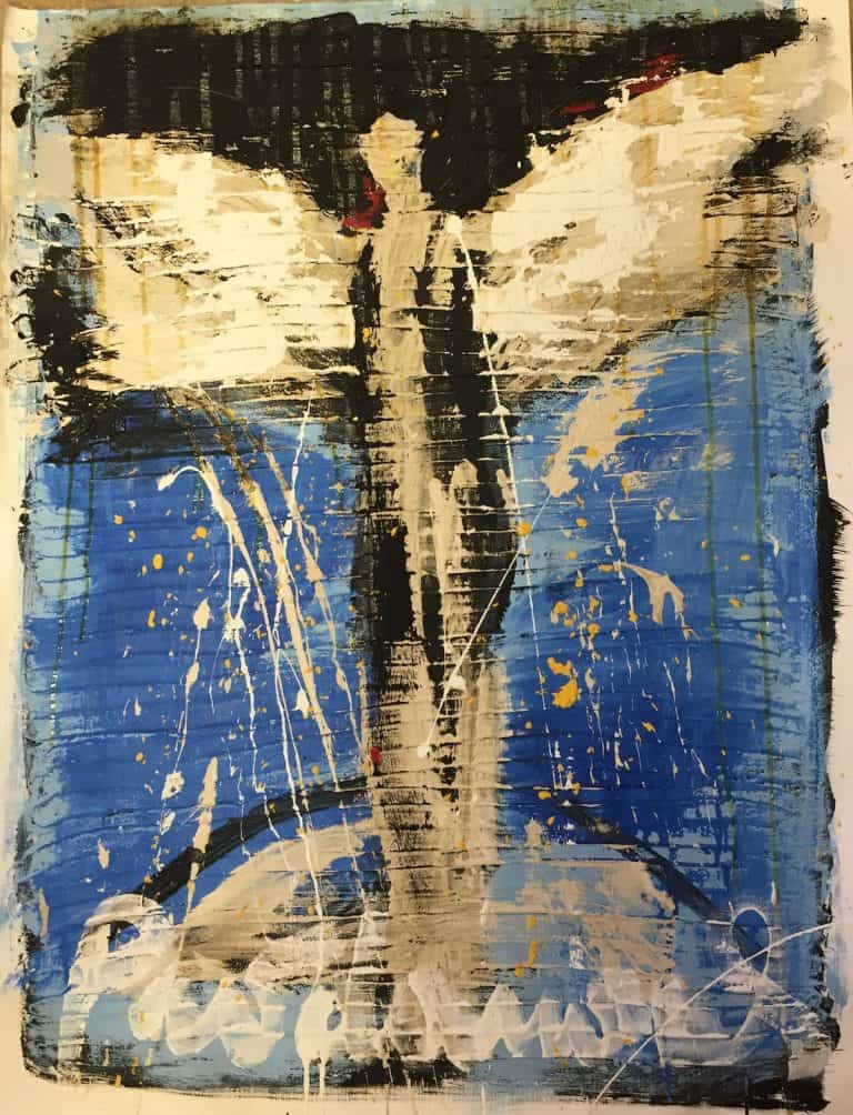 Abstract Blue Angel - 31x38