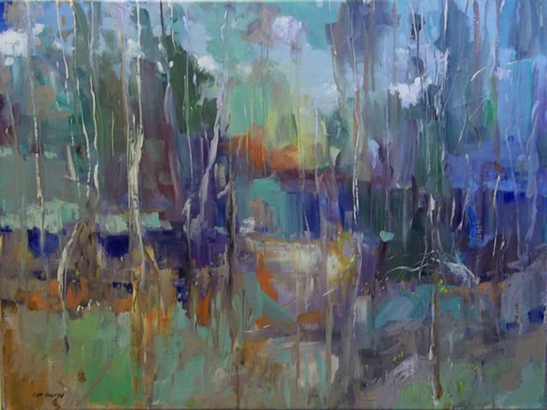 Landscape With Birch Trees - 32×42, Acrylic